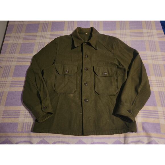 Vintage US Army OG-108 Green Wool Field Shirt Korean War Era 50s 60s - Picture 1 of 12